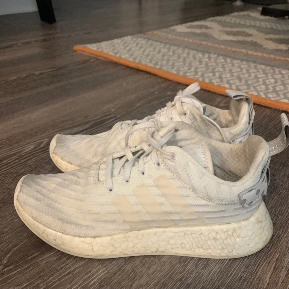 EUC Adidas Women's Athletic Shoes - Cream and White NMD